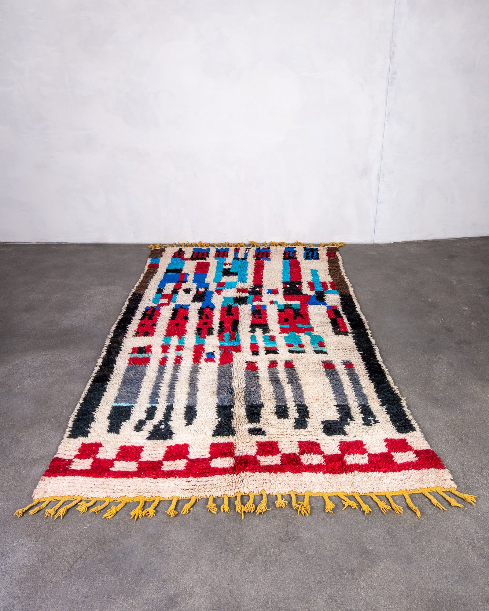 Modern designer handcrafted Berber rug from morocco Boujad with beautiful colors and patterns